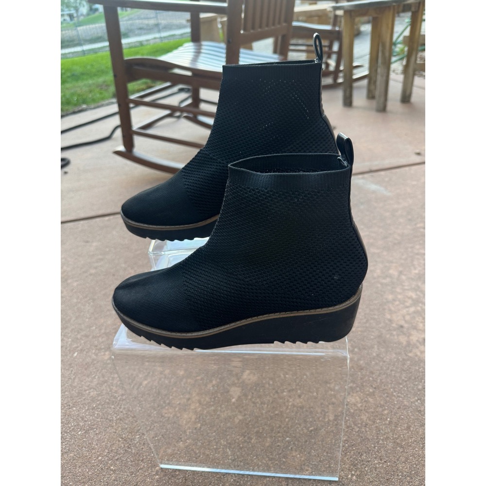 Bandolino Reissue Black Knit Wedge Ankle Boots Size 9